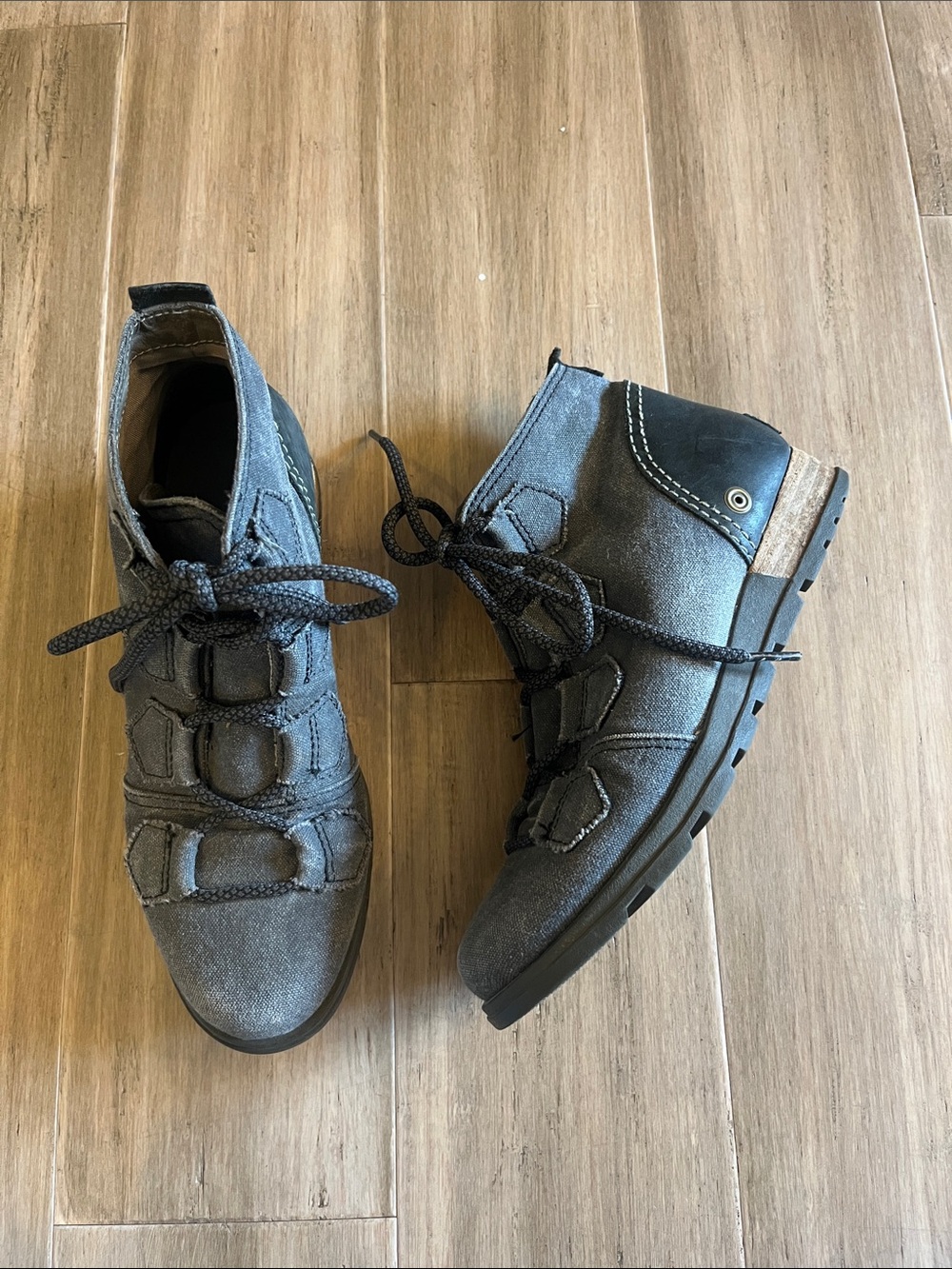 Sorel Major Lace Up Ankle Boots Leather Canvas 7 Booties